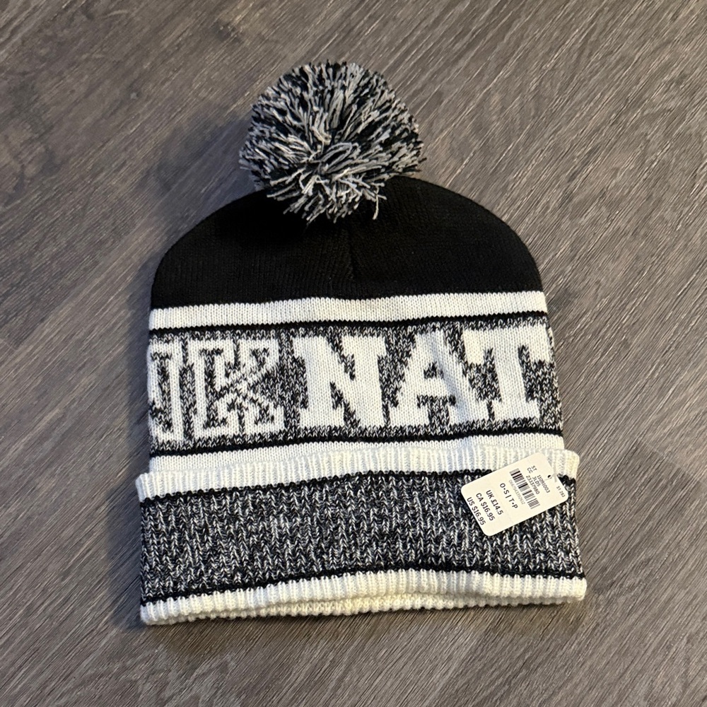 Victoria's Secret Black and White Knit Beanie